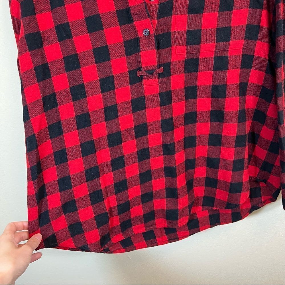 ✨ Madewell Women’s Red Black Buffalo Plaid Collared Long Sleeve Shirt Medium - Picture 6 of 11